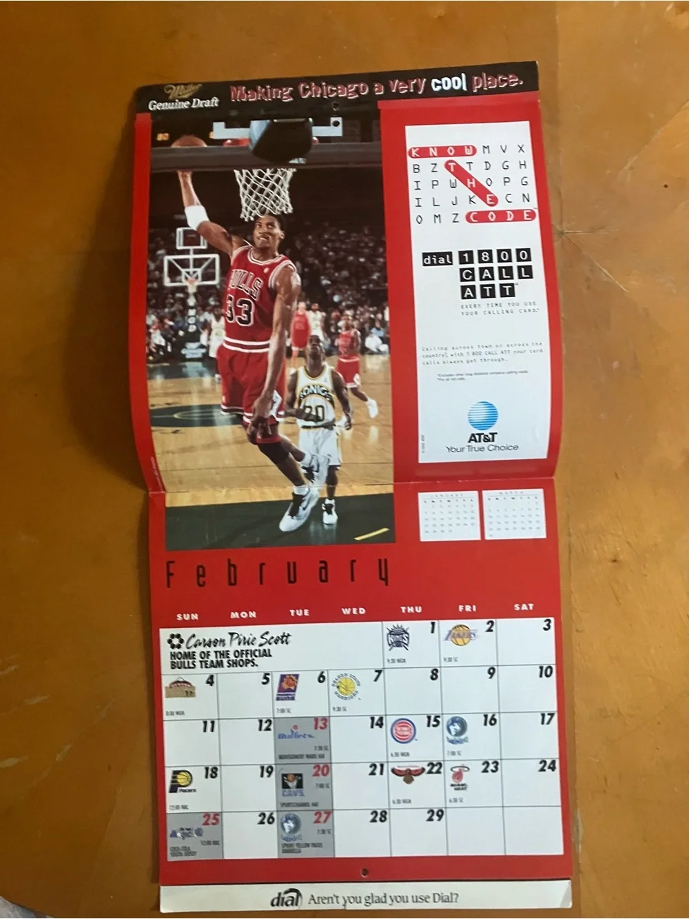 Vintage 1995-96 Chicago Bulls Wall Calendar Michael Jordan 72 Win